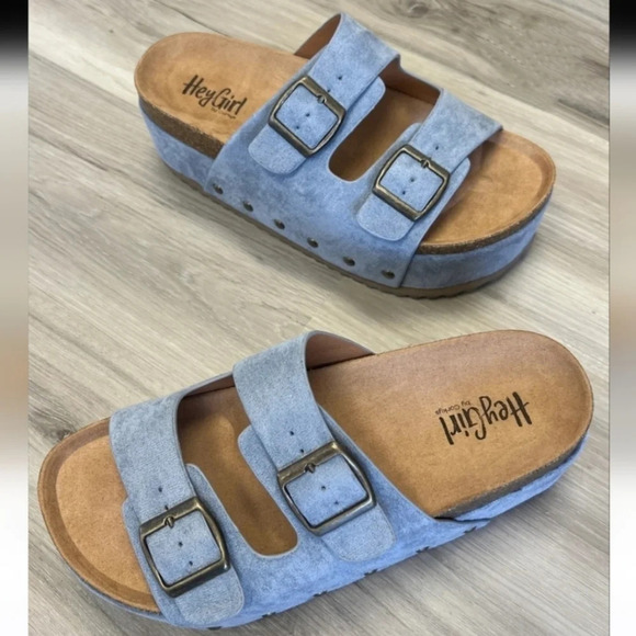 New! Corkys Blue Platform Flatform Sandals - Picture 5 of 5